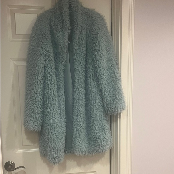 Women's Light Blue Faux Fur Coat - Picture 1 of 5